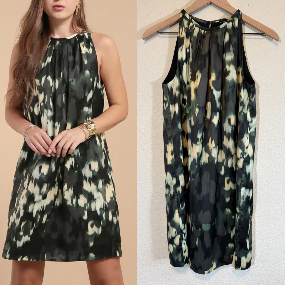 Banana Republic Black and Green Abstract Mini Dress-Size XS